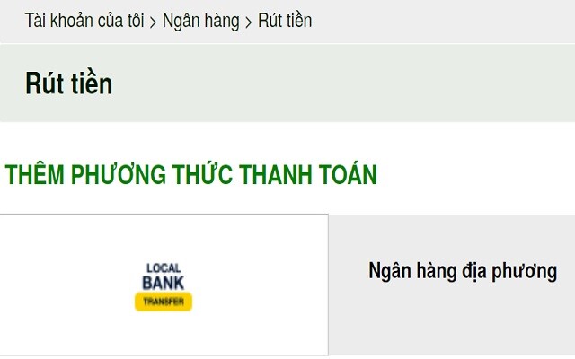 Rút tiền V9bet qua ngân hàng địa phương 